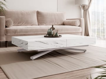 Avendi sofabord 120 cm - Sølv/hvit marmor - Møbler - Bord - Sofabord