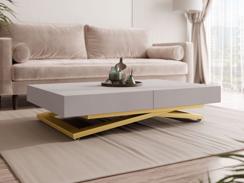 Avendi uttrekkbart sofabord 200 cm - gull, beige - Møbler - Bord - Sofabord