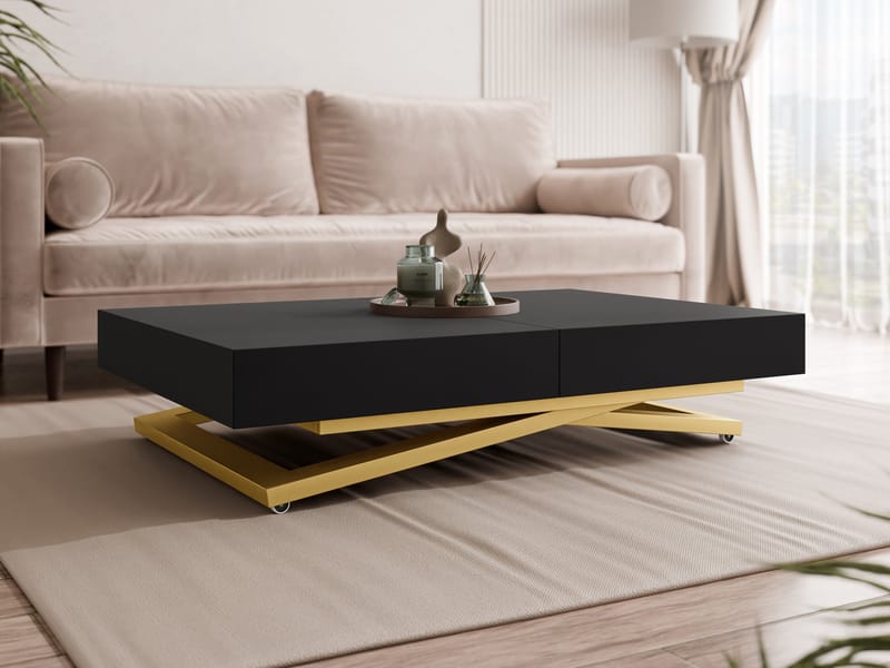 Avendi uttrekkbart sofabord 200 cm - gull/svart - Møbler - Bord - Sofabord