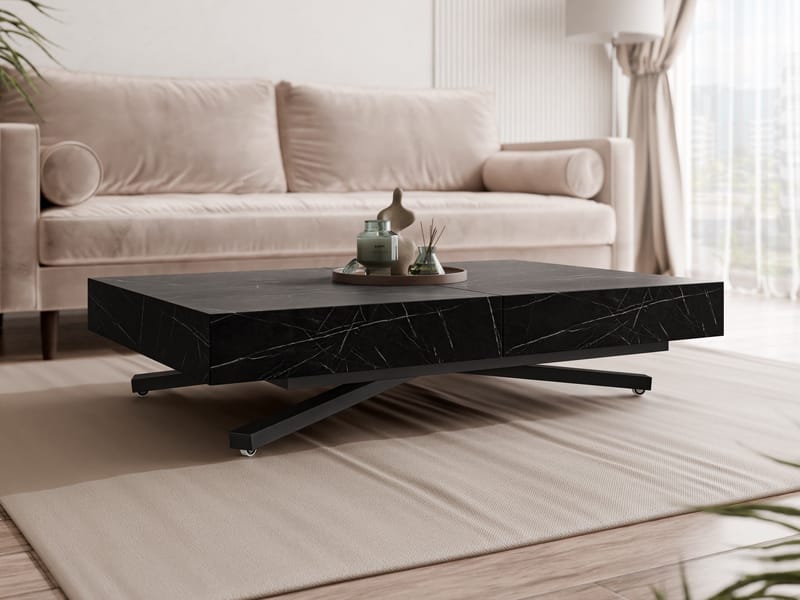 Avendi uttrekkbart sofabord 200 cm - svart, svart marmor - Møbler - Bord - Sofabord