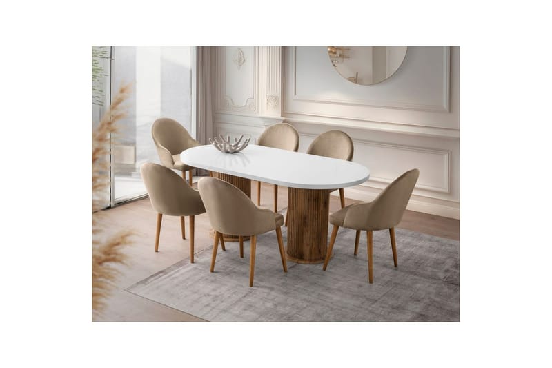 Babilas Spisebord 180 cm Oval - Hvit - Møbler - Bord - Spisebord & kjøkkenbord
