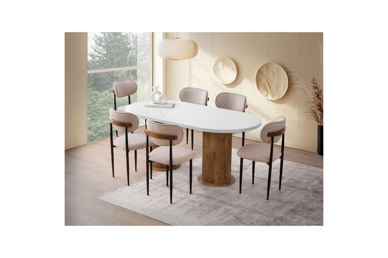 Babilas Spisebord 180 cm Oval - Hvit - Møbler - Bord - Spisebord & kjøkkenbord