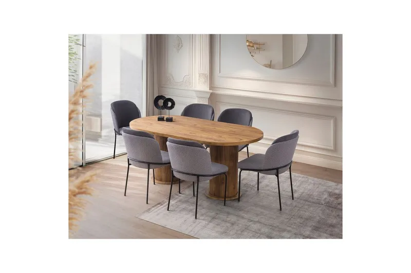 Babilas Spisebord 180 cm Oval - Valnøtt - Møbler - Bord - Spisebord & kjøkkenbord