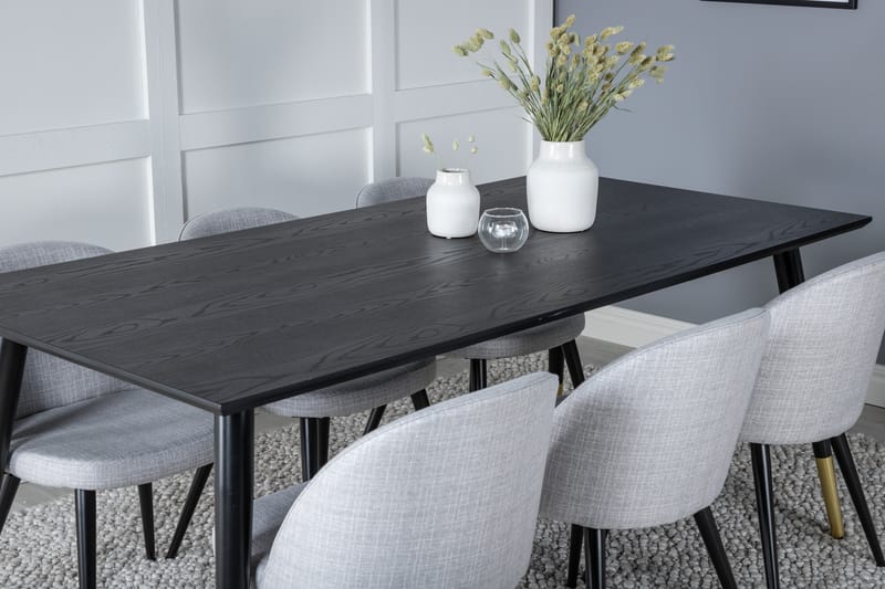 Balisa Matgruppe 180 cm Rektangulær med 6 Sedavi Stoler - Svart - Møbler - Bord - Spisegrupper