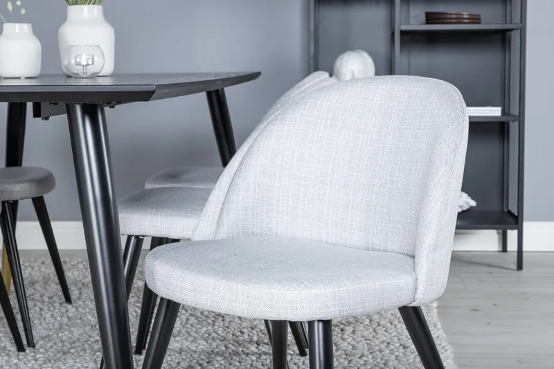 Balisa Matgruppe 180 cm Rektangulær med 6 Sedavi Stoler - Svart - Møbler - Bord - Spisegrupper