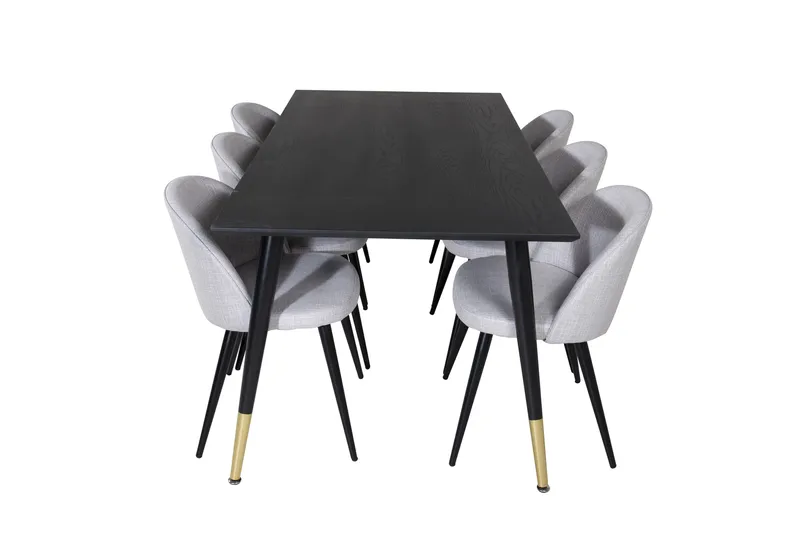 Balisa Matgruppe 180 cm Rektangulær med 6 Sedavi Stoler, Svart