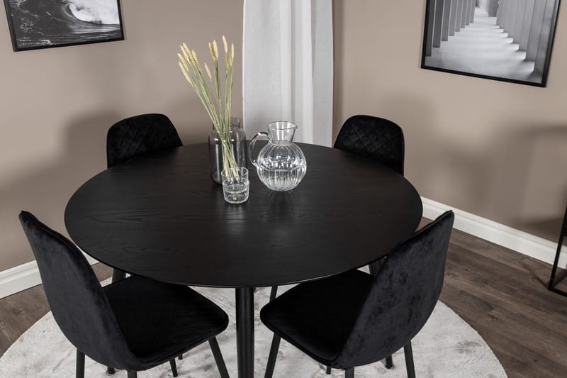 Balisa Spisegruppe 115 cm Rund inkl. 4 Ypas-stoler - Svart - Møbler - Bord - Spisegrupper