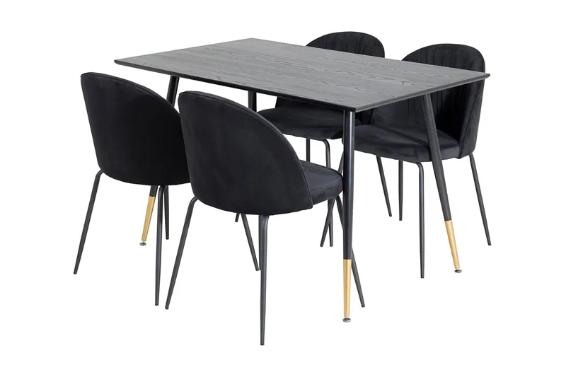 Balisa spisegruppe 120 cm inkl. 4 Foyos-stoler, Svart