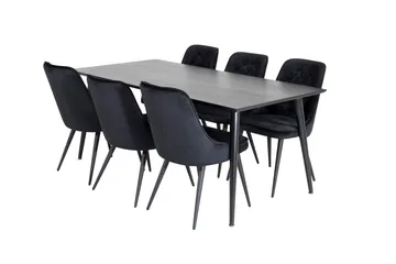Balisa spisegruppe 180 cm inkl. 6 Valera Luksus stoler - Fløyel/Svart - Møbler - Bord - Spisegrupper