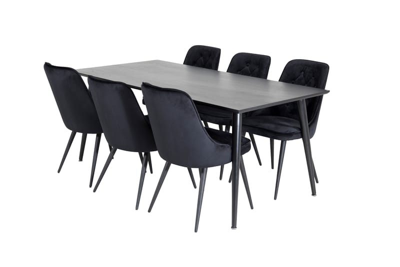 Balisa spisegruppe 180 cm inkl. 6 Valera Luksus stoler, Fløyel/Svart