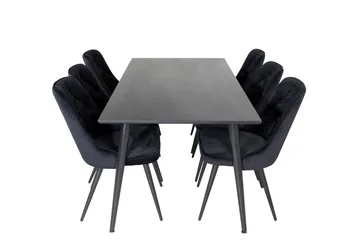 Balisa spisegruppe 180 cm inkl. 6 Valera Luksus stoler - Fløyel/Svart - Møbler - Bord - Spisegrupper