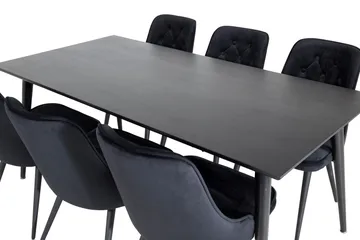 Balisa spisegruppe 180 cm inkl. 6 Valera Luksus stoler - Fløyel/Svart - Møbler - Bord - Spisegrupper