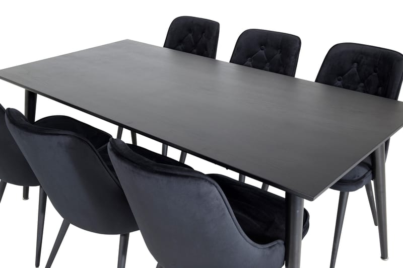 Balisa spisegruppe 180 cm inkl. 6 Valera Luksus stoler - Fløyel/Svart - Møbler - Bord - Spisegrupper