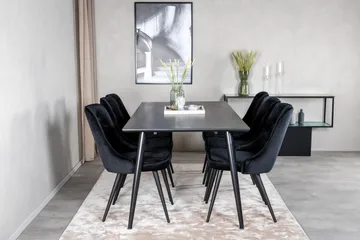 Balisa spisegruppe 180 cm inkl. 6 Valera Luksus stoler - Fløyel/Svart - Møbler - Bord - Spisegrupper
