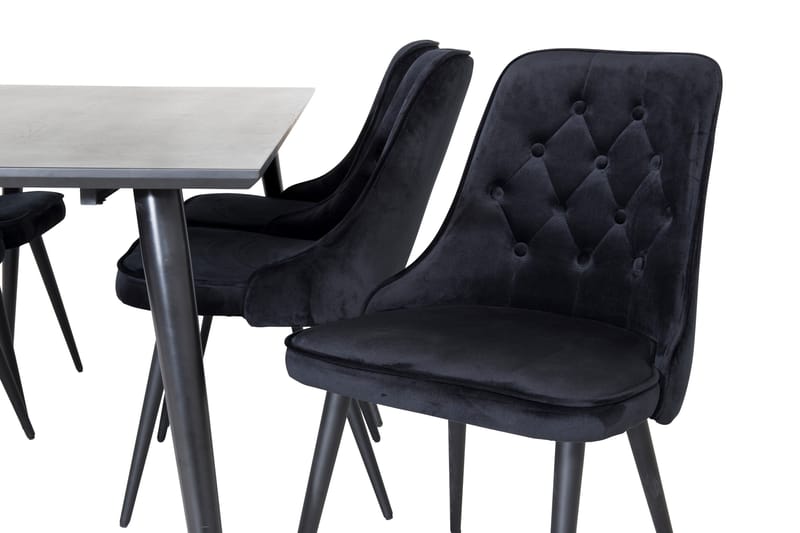 Balisa spisegruppe 180 cm inkl. 6 Valera Luksus stoler - Fløyel/Svart - Møbler - Bord - Spisegrupper