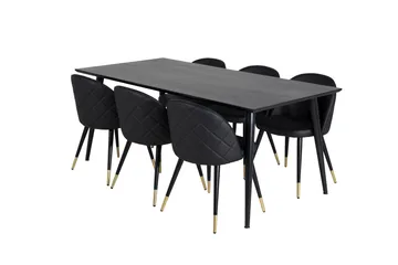 Balisa Spisegruppe 180 cm inkl. 6 Valera Stoler - Svart/Messing - Møbler - Bord - Spisegrupper