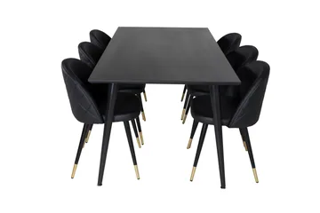 Balisa Spisegruppe 180 cm inkl. 6 Valera Stoler - Svart/Messing - Møbler - Bord - Spisegrupper