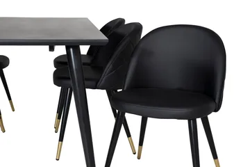 Balisa Spisegruppe 180 cm inkl. 6 Valera Stoler - Svart/Messing - Møbler - Bord - Spisegrupper