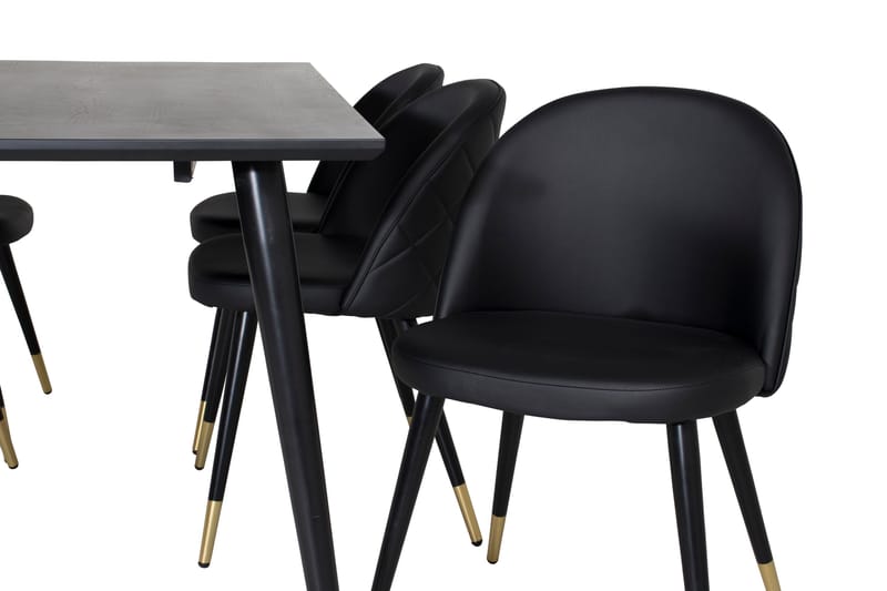 Balisa Spisegruppe 180 cm inkl. 6 Valera Stoler - Svart/Messing - Møbler - Bord - Spisegrupper