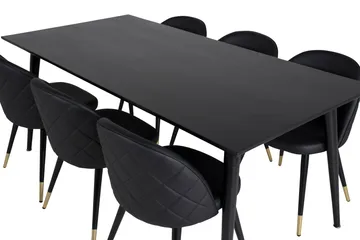 Balisa Spisegruppe 180 cm inkl. 6 Valera Stoler - Svart/Messing - Møbler - Bord - Spisegrupper