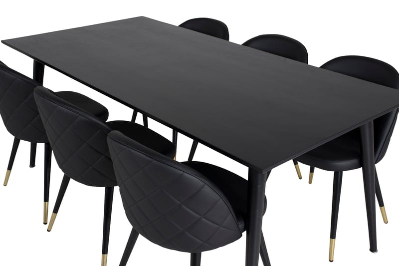 Balisa Spisegruppe 180 cm inkl. 6 Valera Stoler - Svart/Messing - Møbler - Bord - Spisegrupper