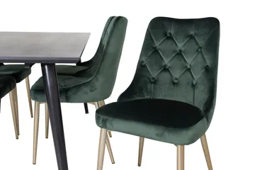 Balisa Spisegruppe 180 cm inkl. 6 Valerie Luksus Stoler - Fløyel/Svart/Mørkegrønn/Gull - Møbler - Bord - Spisegrupper