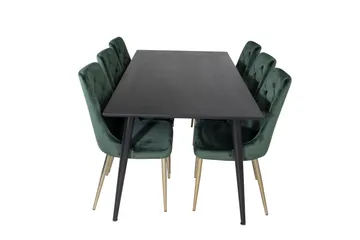 Balisa Spisegruppe 180 cm inkl. 6 Valerie Luksus Stoler - Fløyel/Svart/Mørkegrønn/Gull - Møbler - Bord - Spisegrupper