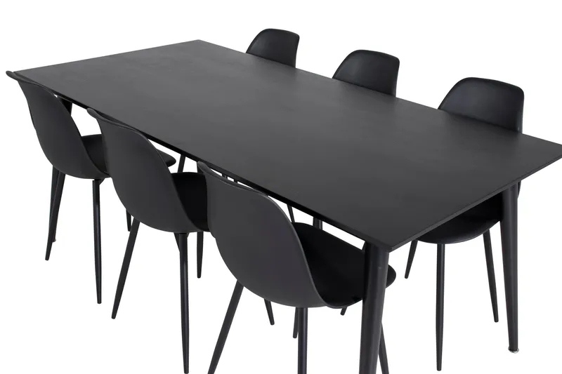 Balisa Spisegruppe 180 cm inkl. 6 Ypas Stoler, Svart