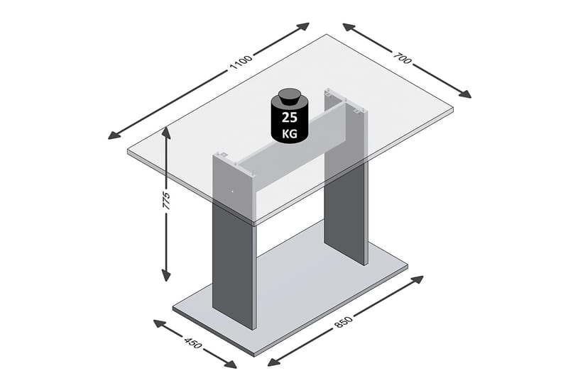 Bandol Spisebord 70 cm - Betong - Spisebord & kjøkkenbord