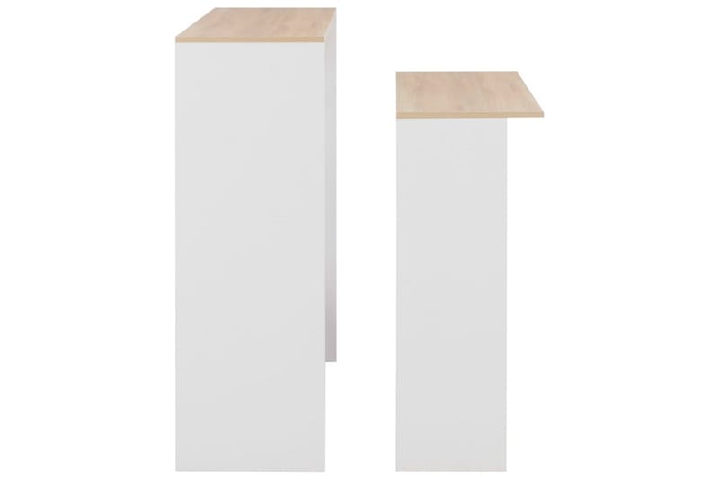 Barbord med 2 bordplater hvit og eik 130x40x120 cm - Barbord & ståbord