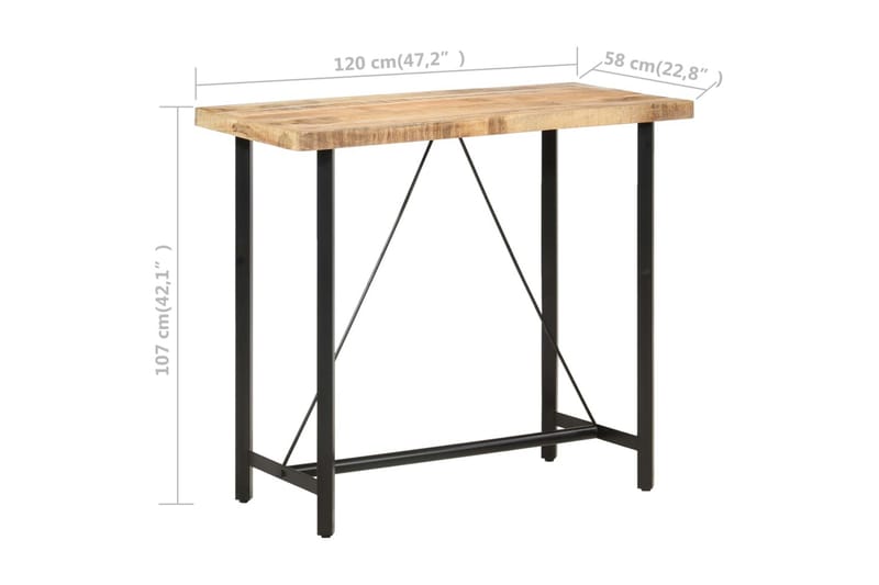 Barbord 120x58x107 cm grov heltre mango - Møbler - Bord - Barbord & ståbord