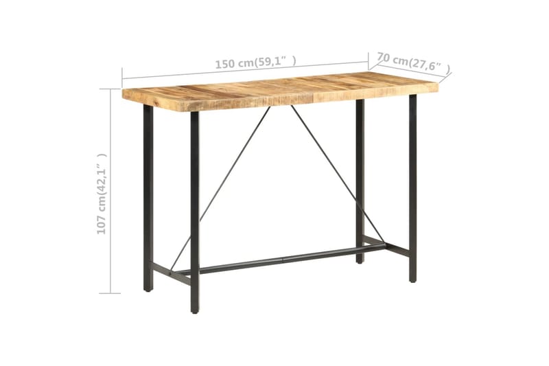 Barbord 150x70x107 cm grov heltre mango - Møbler - Bord - Barbord & ståbord