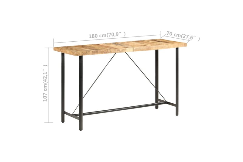 Barbord 180x70x107 cm grov heltre mango - Møbler - Bord - Barbord & ståbord