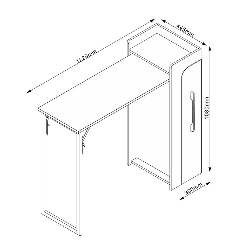 Barbord HOME4YOU Hedvig sammenleggbar 122x44,5x108 cm ask/svart - ask/svart - Møbler - Bord - Barbord & ståbord