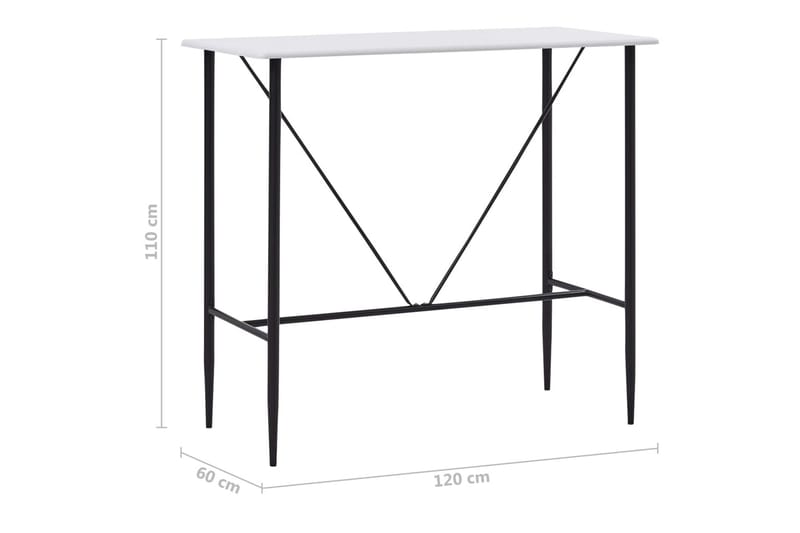 Barbord hvit 120x60x110 cm MDF - Møbler - Bord - Barbord & ståbord