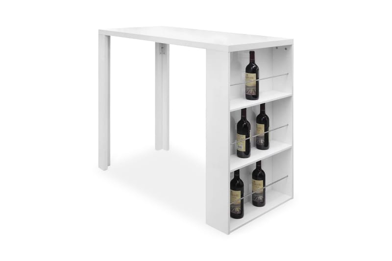 Barbord MDF med vinstativ høyglans hvit - Hvit Høyglans - Møbler - Bord - Barbord & ståbord