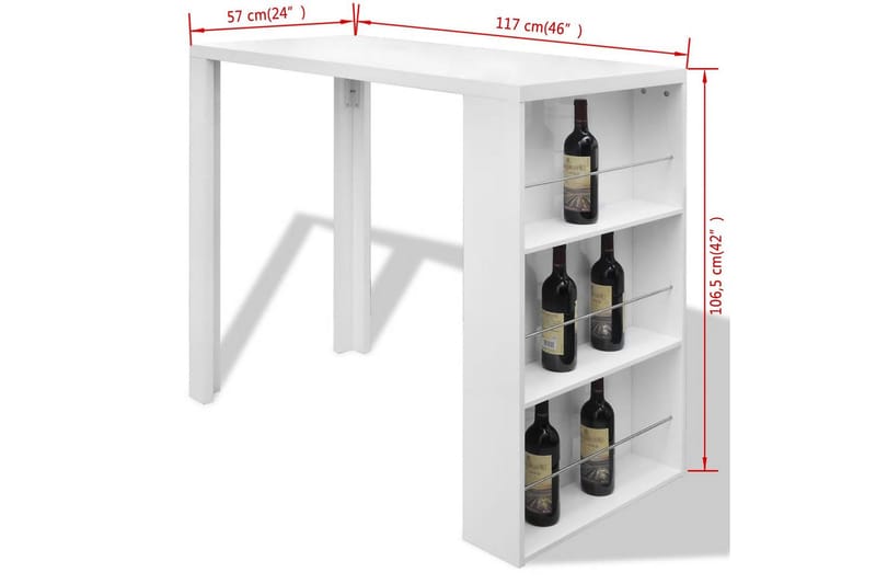 Barbord MDF med vinstativ høyglans hvit - Hvit Høyglans - Møbler - Bord - Barbord & ståbord