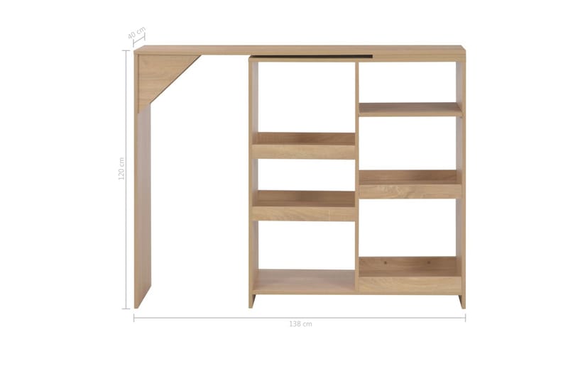 Barbord med flyttbar hylle eik 138x40x120 cm - Møbler - Bord - Barbord & ståbord