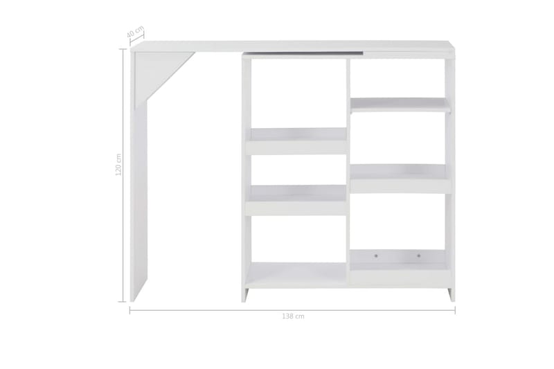Barbord med flyttbar hylle hvit 138x40x120 cm - Møbler - Bord - Barbord & ståbord