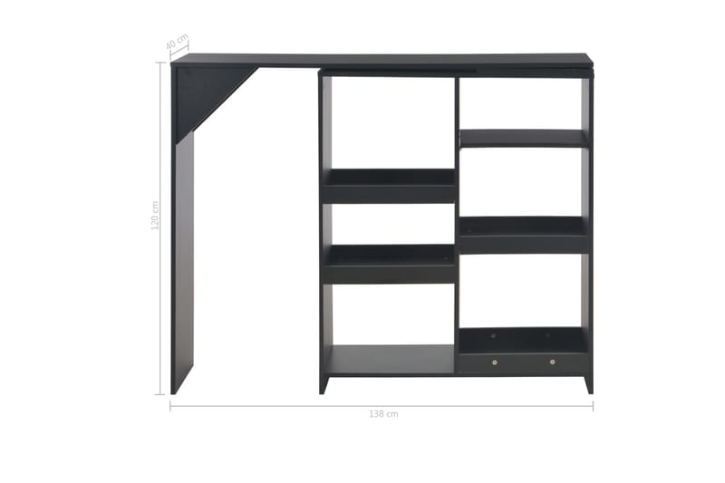 Barbord med flyttbar hylle svart 138x40x120 cm - Møbler - Bord - Barbord & ståbord
