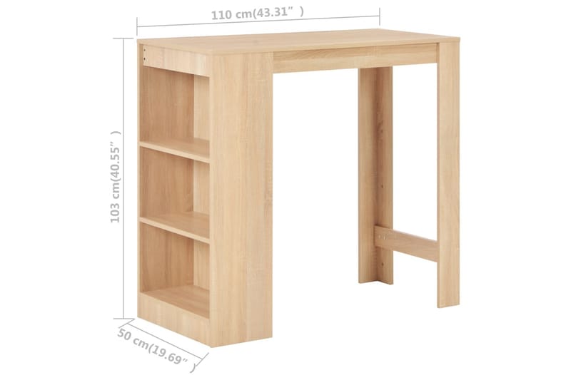 Barbord med hylle eik 110x50x103 cm - Møbler - Bord - Barbord & st�åbord