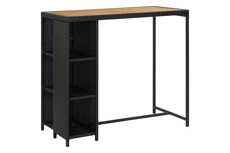 Barbord med oppbevaringsstativ 120x60x110 cm polyrotting - Svart - Møbler - Bord - Barbord & ståbord