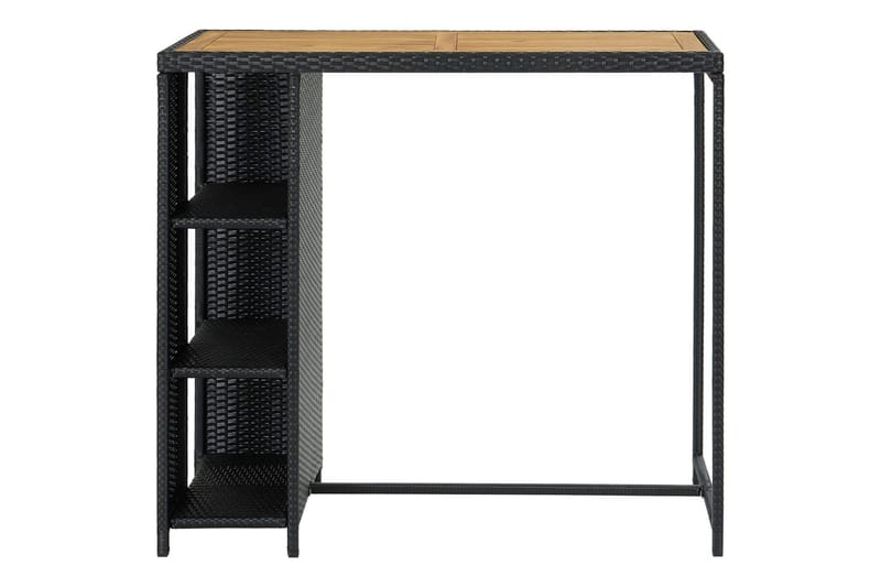 Barbord med oppbevaringsstativ 120x60x110 cm polyrotting - Svart - Møbler - Bord - Barbord & ståbord
