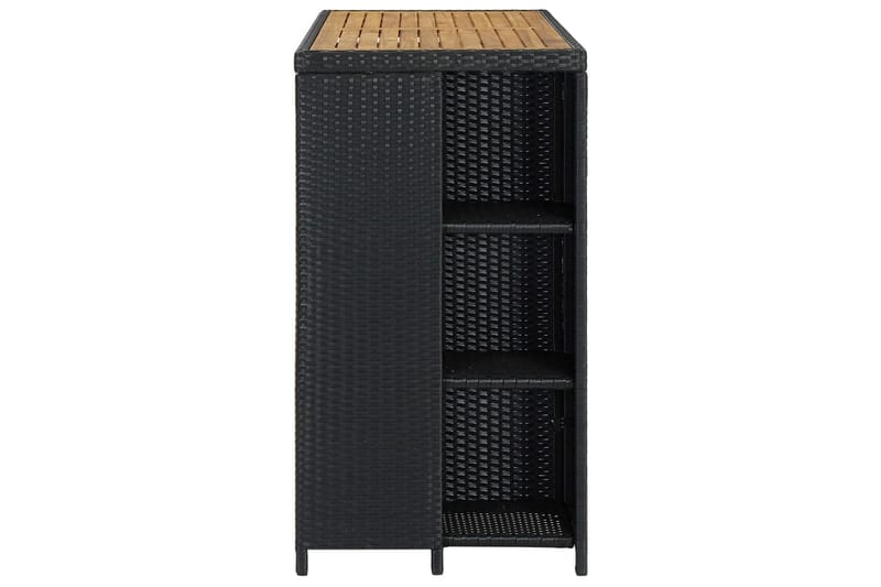 Barbord med oppbevaringsstativ 120x60x110 cm polyrotting - Svart - Møbler - Bord - Barbord & ståbord