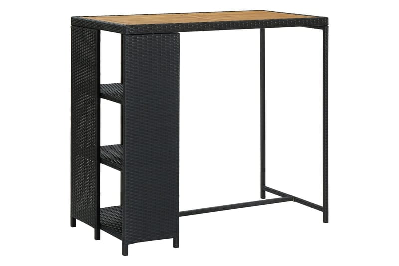 Barbord med oppbevaringsstativ 120x60x110 cm polyrotting - Svart - Møbler - Bord - Barbord & ståbord