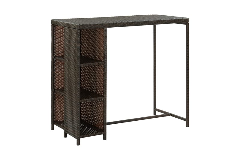 Barbord med oppbevaringsstativ brun 120x60x110cm polyrotting - Brun - Møbler - Bord - Barbord & ståbord