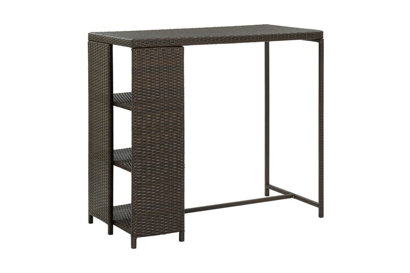 Barbord med oppbevaringsstativ brun 120x60x110cm polyrotting - Brun - Møbler - Bord - Barbord & ståbord