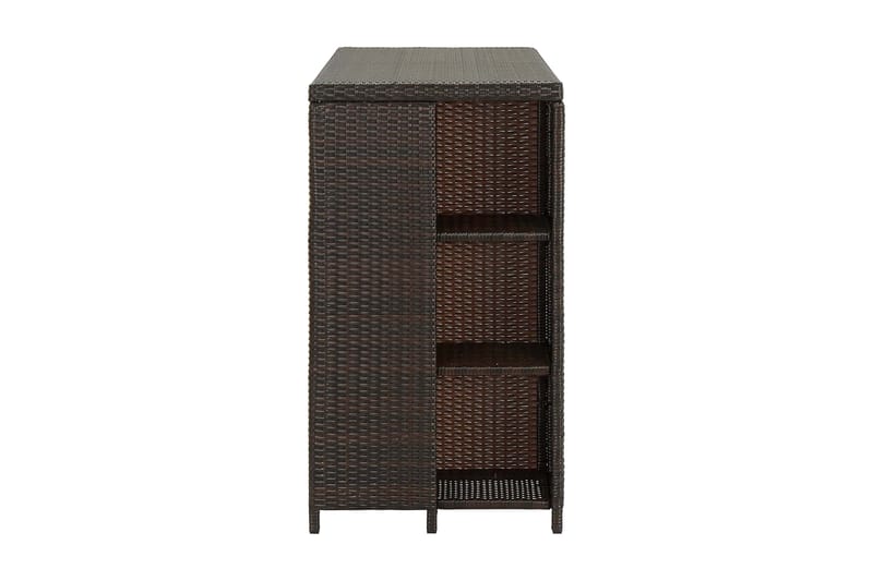 Barbord med oppbevaringsstativ brun 120x60x110cm polyrotting - Brun - Møbler - Bord - Barbord & ståbord