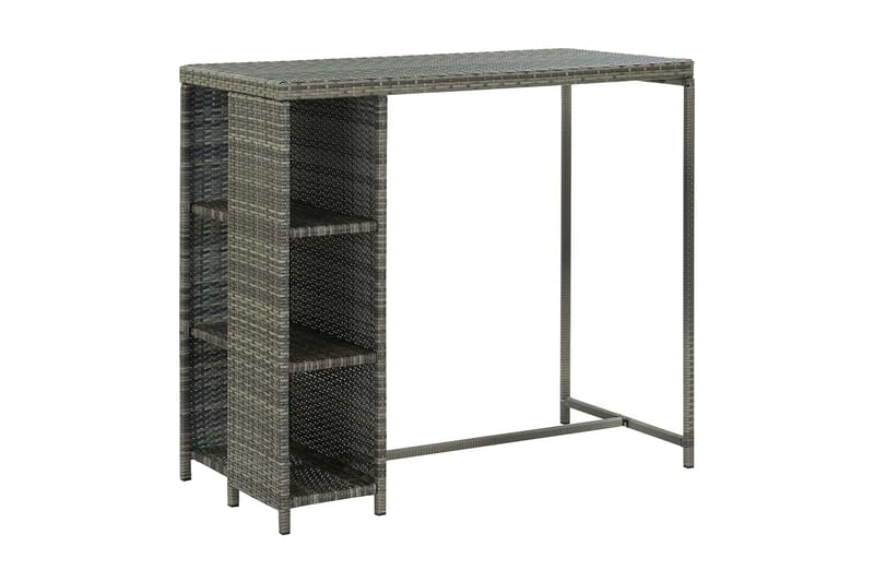 Barbord med oppbevaringsstativ grå 120x60x110 cm polyrotting - Grå - Møbler - Bord - Barbord & ståbord