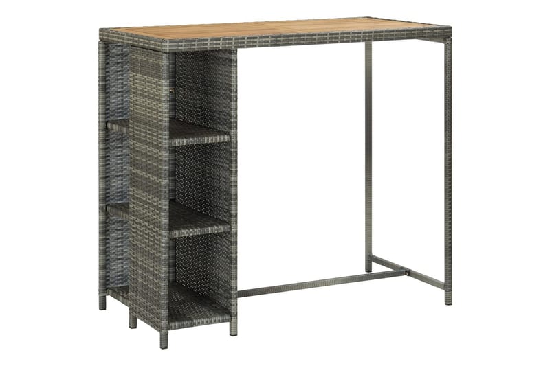 Barbord med oppbevaringsstativ grå 120x60x110 cm polyrotting - Grå - Møbler - Bord - Barbord & ståbord